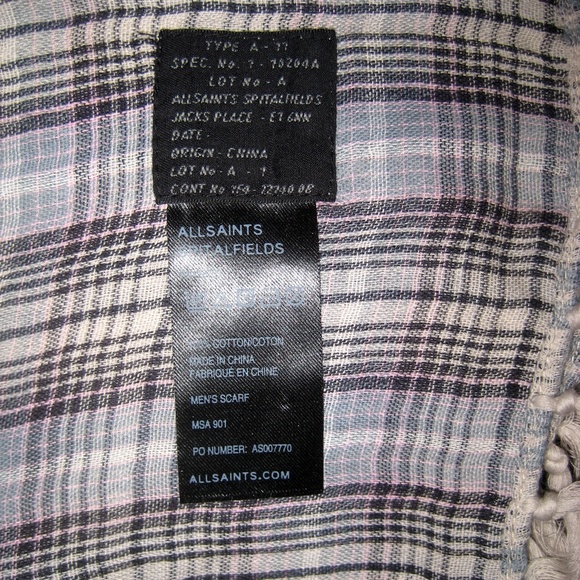 AllSaints Blue Check "Tolley" Scarf All Saints - Picture 4 of 8